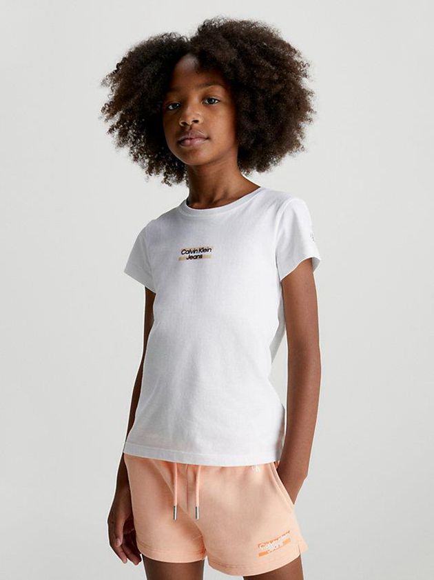 Calvin Klein USA Slim Organic Cotton Girls T-Shirt White 6892014-TH